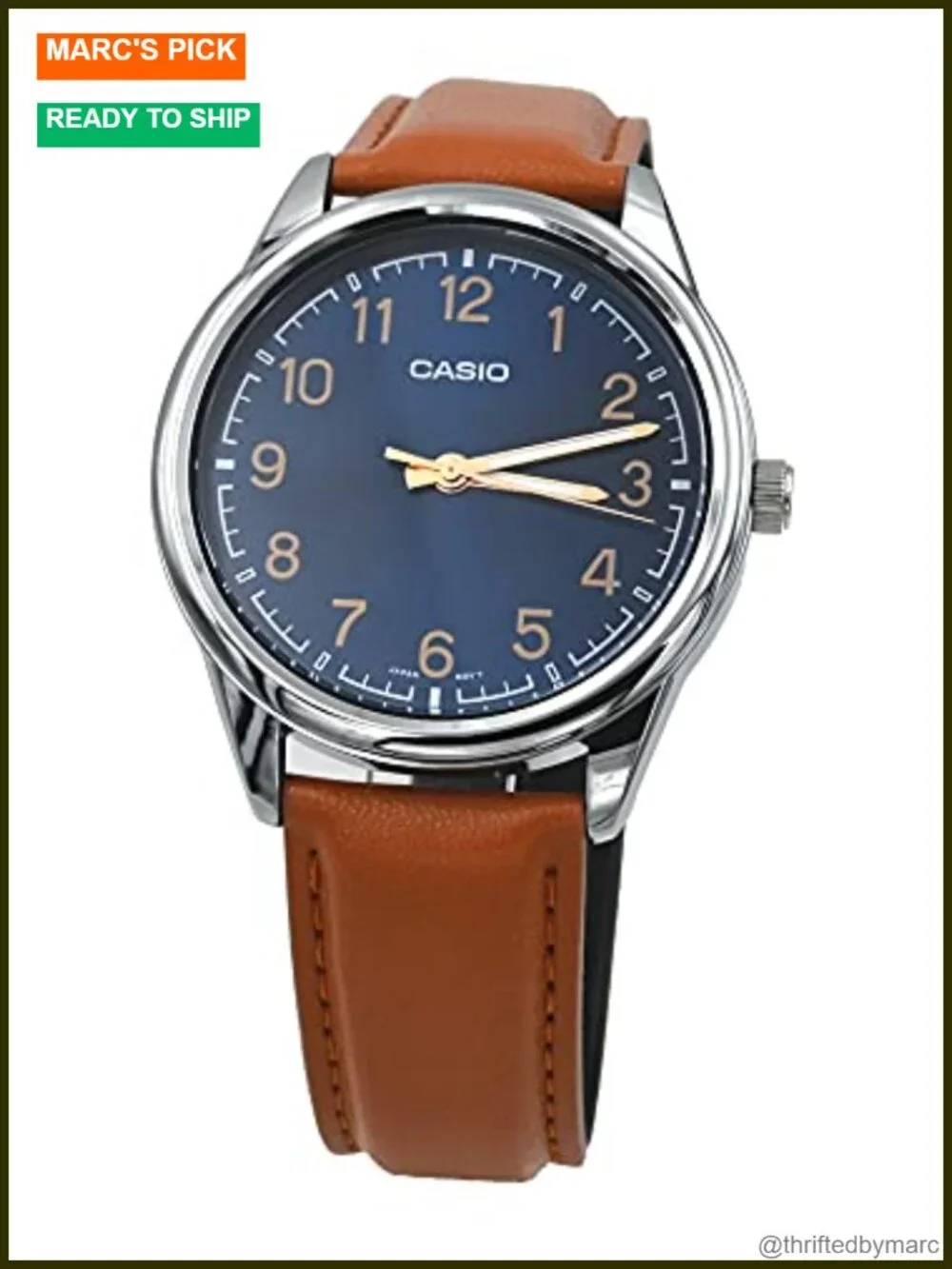 Analog Watch with Leather Band, Quartz Movement, Mineral Crystal, Water